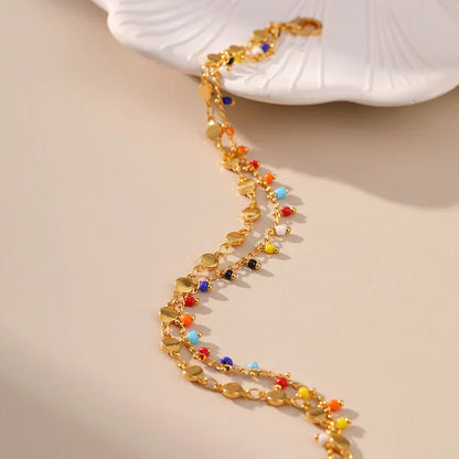 Candy Color Small Rice-shaped Beads National Style Anklets